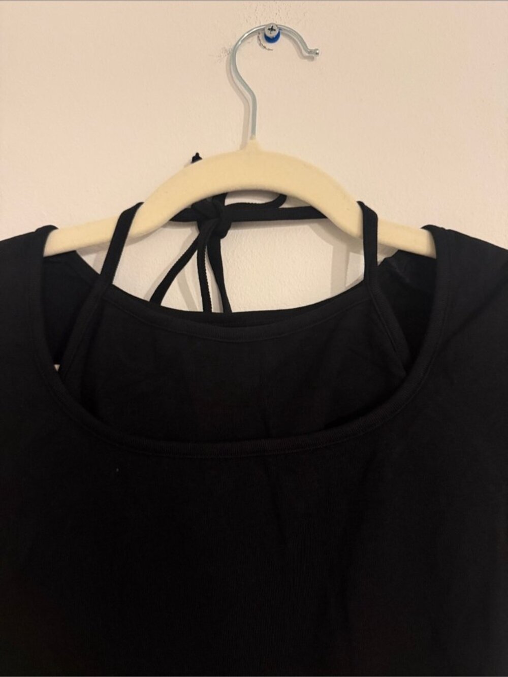Black Women's Crop Top with Attached Inner Halter, Lots of Stretch, - Picture 2 of 2